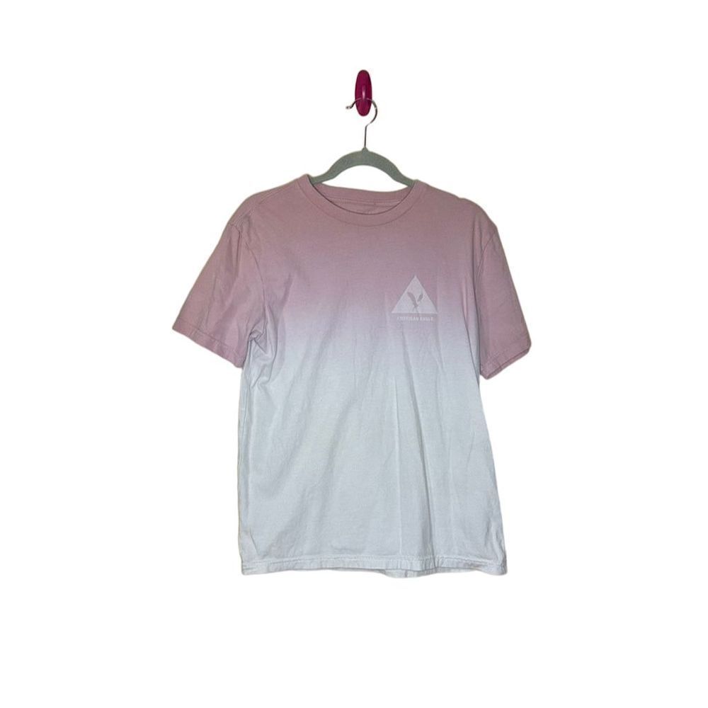 American Eagle Outfitters Dip Dye Ombre T-Shirt Pink Unisex Short Sleeve Tee